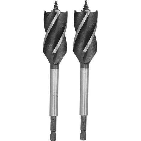 Lot de 2 mèches à bois Brad Point à queue hexagonale 4 lèvres, alésage industriel 28mm pour perçage précis. (1/5)
