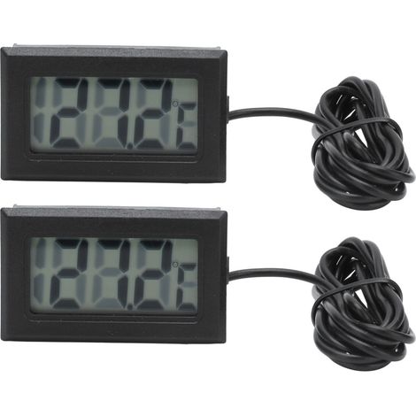 Lot de 2 thermomètres électroniques numériques avec sonde, rafraîchissement en 2 secondes, noir. (1/5)
