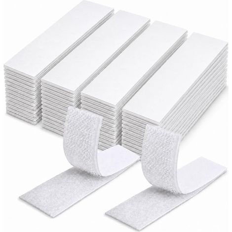 40Paires Scratch Autocollant Double Face 3 x 10cm, Scratch Double Face, Ruban Fixant Réutilisable Extra Fort à Découper pour Mur, Câbles, Bureau, Maison et Projets DIY (1/5)