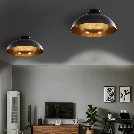 Lampadari 2 pz Nero e Oro Semi-Sferici E27 vidaXL (1/5)