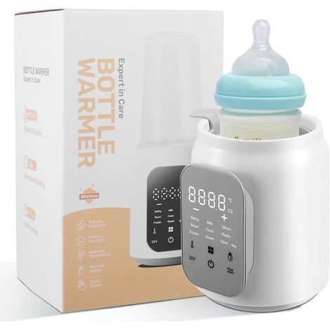 Chauffe Biberon 8 en 1, Chauffe Lait Maternel, Chauffe-plats pour Bébé, Dégivrage Réchauffeur Chauffage Rapide, Température de 35°C à 55°C, Chauffe Petit Pots Adapté à Divers Matériaux de Biberons