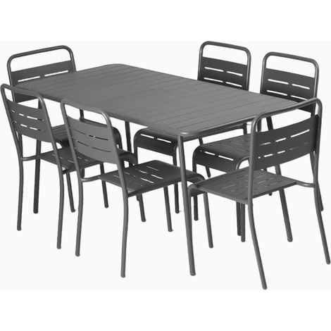 Set aus Gartentisch 160 cm und 6 Stühlen BERGAME (1/5)