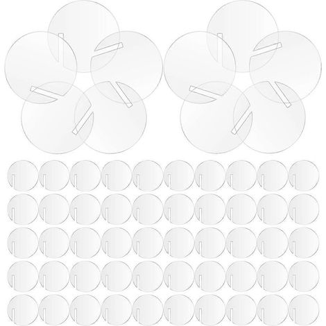 60 étiquettes rondes en acrylique pour boissons, idéales pour les fêtes.-4.00X4.00X0.10CM (1/4)