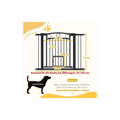 Cancelletto di sicurezza per animali 77 cm, regolabile 76-104 cm, con porticina, nero HAVRYA (1/3)