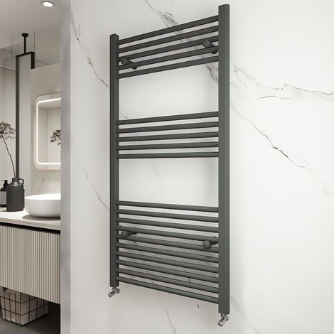 Acezanble Straight Matt Anthracite Heated Towel Rail Radiator 1200 x 600 mm
