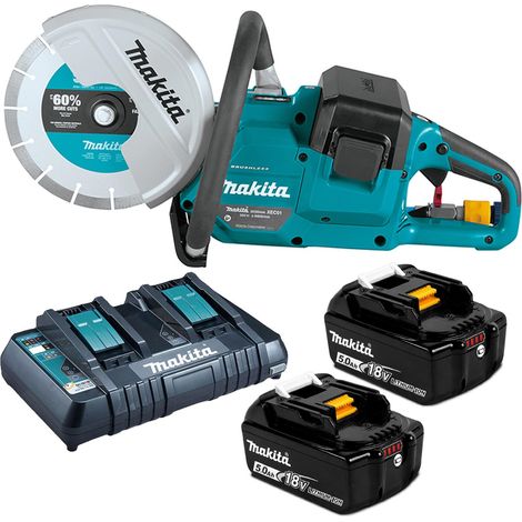 Makita DCE090T2X1 18v / 36v 9"" Cordless Brushless Power Disc Cutter Saw 2 x5.0ah