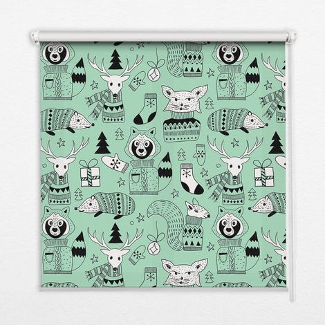 Tenda a Rullo Interna per Finestra - Tenda Filtrante Luce - Tenda Privacy - Tenda Decorativa Rettangolare - Rullo per Interni - (70 cm x 140 cm) - Animali invernali
