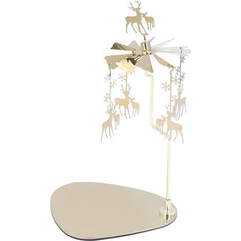 Bougeoir rond triangulaire style romantique européen en acier inoxydable, carillon éolien rotatif pour aromathérapie, bougeoir flocon de neige cerf (1/5)