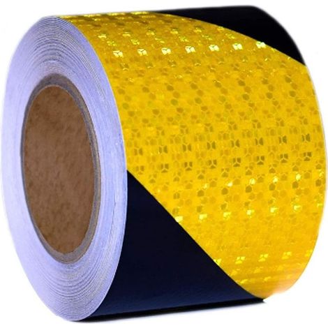 Yellow and Black Reflective Tape Self Adhesive Warning Tape Yellow Black Hazard Warning Tape Reflective Sticker Car Floor Marking (1/5)