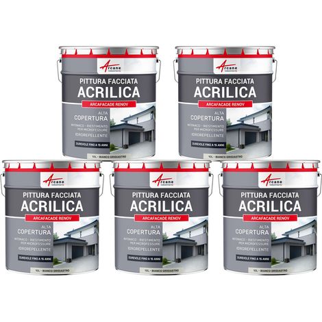 Pittura acrilica per esterni: per facciate esterne e stucco - ARCAFAÇADE RENOV - 5 x 10 L Bianco grigiastro - RAL 9002 - ARCANE INDUSTRIES