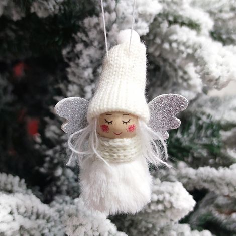 Pendentif ange pour sapin de Noël, décoration en peluche blanche pour fenêtre. (1/5)