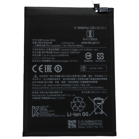 NUEVA BATERÍA BN62 PARA XIAOMI REDMI 9T M2010J19SG M2010J19SY 6000 mAh (1/2)