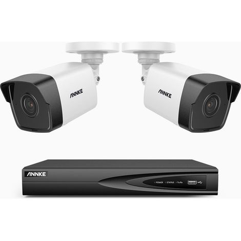 ANNKE Kit Videosorveglianza esterno 4 canali 5MP con 2 telecamere, sistema di sicurezza visione notturna,2TB HDD (1/5)