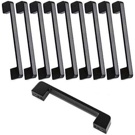 10 pcs Poignee de Meuble Cuisine Noir , Poignée Meubles Entraxe 160mm, Poignet Carrée de Porte d'Armoire Moderne pour Tiroirs, Armoires, Placards, Bureaux (1/4)