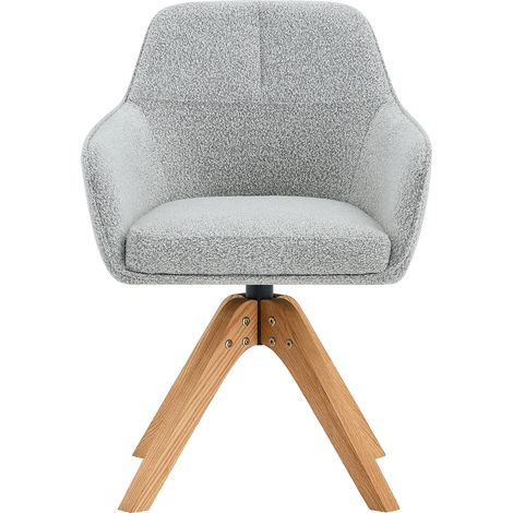 Lot de 2 Esszimmerstühle 360° Drehbar, mit Armlehnen, Grauem Stoff und Massivholz (1/5)