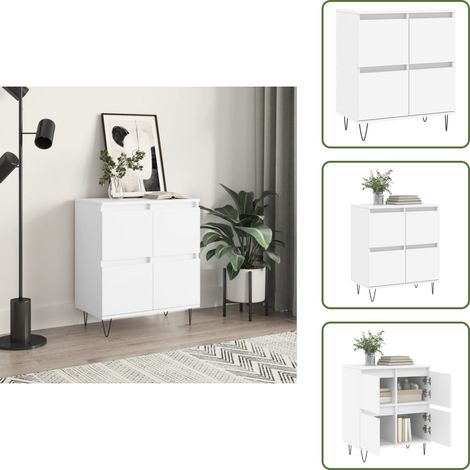 Sideboard Weiß 60x35x70 cm Holzwerkstoff - Schreibtisch - Wohnzimmermöbel - Sideboard - Regal - Aufbewahrung (1/5)