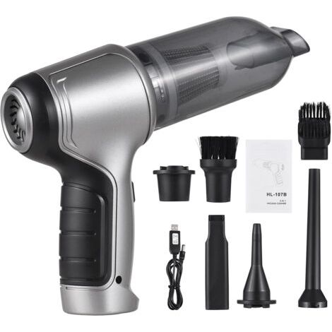 QORVA- Aspirateur de voiture sans fil, mini dépoussiéreur d'air portable et pompe à main avec aspiration forte de 19 000 Pa, charge USB pour poils d'animaux, poussière, nettoyage de gravier, maison, b