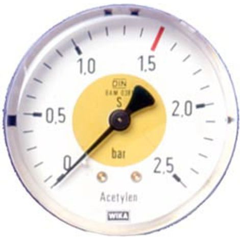 ELMAG Arbeitsdruckmanometer (Azetylen), für Druckregler zu Stahlflasche, 1 Stk. Packung - SB (1/2)