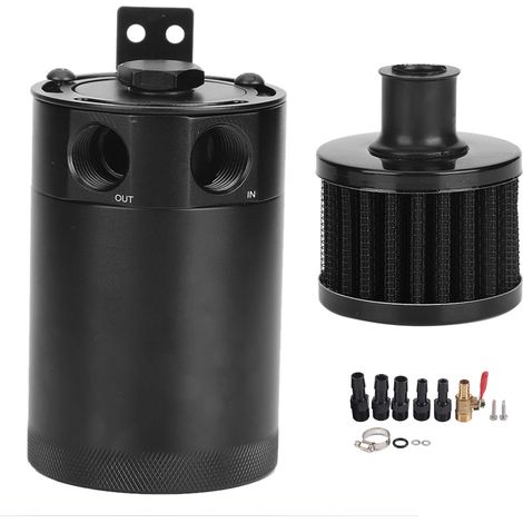 Eosnow Universal Oil Catch Can 2-Port-Reservoir-Tank mit Abflussventilverlust verblüffte 5oz-Kapazität