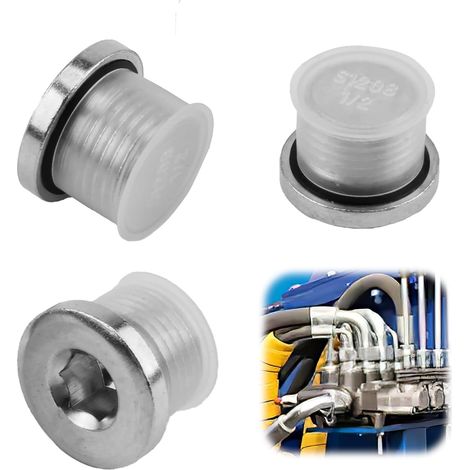Bouchon Obturateur d'Obturation 1/2" en Acier Carbone Robinet, 3 Pièces Bouchons Borgnes avec Bague Ed et Joint, Bouchon d'Étanchéité pour Conduite d'eau, pour Conduite d'eau et Étanchéité des Tuyaux (1/5)