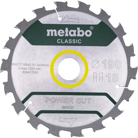 Metabo Sägeblatt power cut wood - classic, 190x30, Z18 WZ 5° /B (1/2)