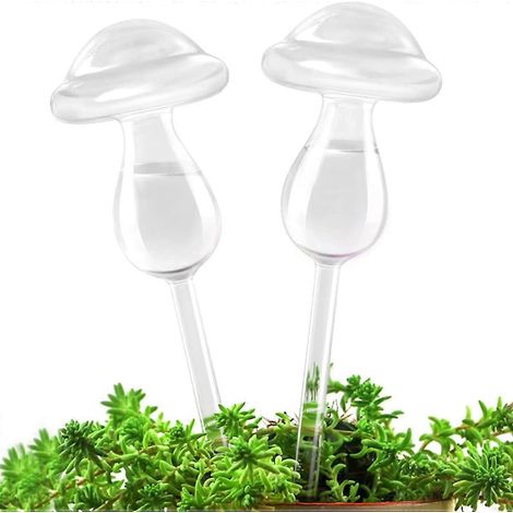 Filiyano-Goutte-goutte pour plantes, boule d'arrosage en verre pour plantes, arroseur automatique pour plantes d'intérieur et d'extérieur 2Mushrooms (1/5)