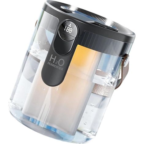 Humidificador con conexión USB, atomizador silencioso, pantalla digital, gran capacidad de 1,5 litros, color gris. (1/5)