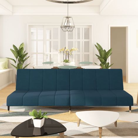 Maison Exclusive - Divano Letto a 2 Posti Blu in Velluto (1/5)