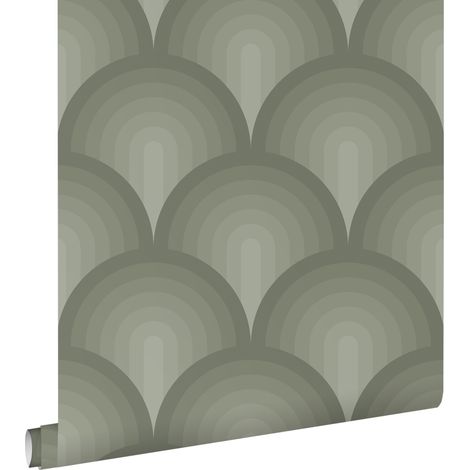 papier peint effet 3D vert olive grisé - ESTAhome (1/5)