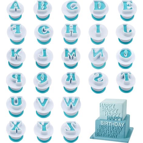 26ensemble de moules en plastique pour imprimer des lettres sur des gâteaux -lettre majuscule (1/5)