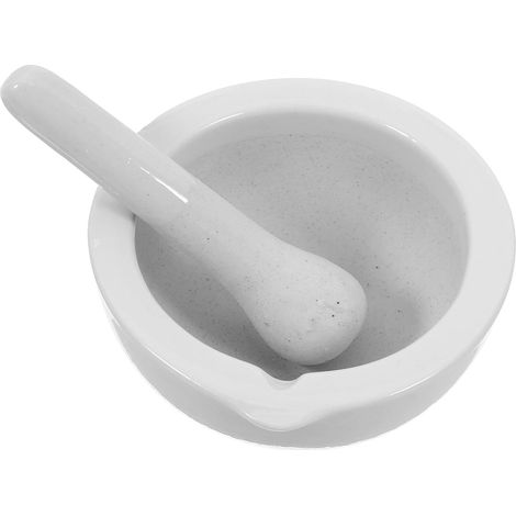 Mortier et Pilon en Céramique Solide Design Ergonomique pour Assaisonnement et Mélange, pour Laboratoire et Enseignement Scientifique, Beige (1/5)