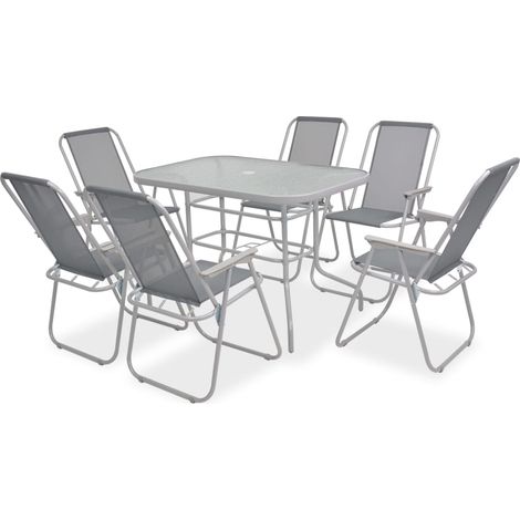 vidaXL Set da Pranzo da Giardino 8 pz in Acciaio e Textilene