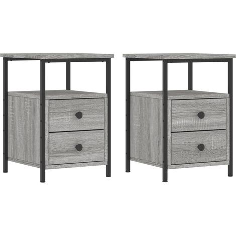 Maison Exclusive - Comodini 2 pz Grigio Sonoma 34x35,5x50 cm in Legno Multistrato