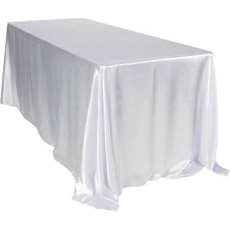 1 Nappe Satin, 228x335cm, Polyester Élasthanne, Blanc, Sans Couture, Mariage Fête (1/5)