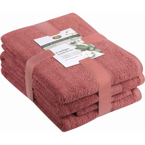 Set Serviette Éponge, 2 Serviettes (50 x 100 cm), 2 Serviettes de douche (70 x 140 cm) et 2 serviettes pour invités (30 x 50 cm), 100% Coton, 480 g/m² - Rouge (1/5)