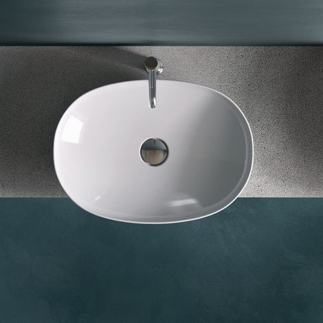 RAK Variant Oval Drop-In Wash Basin 600mm Wide 0 Tap Hole - Alpine White (1/3)
