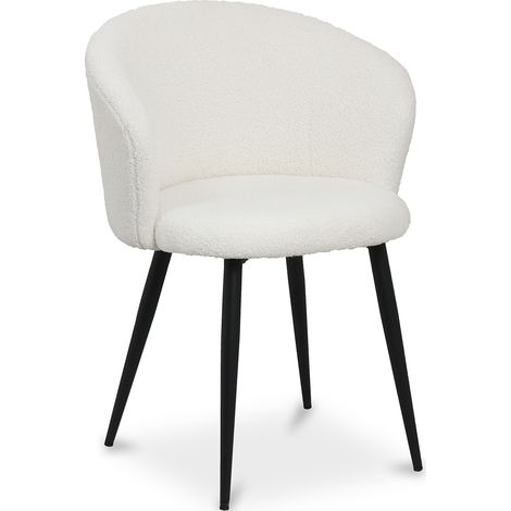 Chaise de salle à manger tapissée en bouclé - Detra Blanc (1/3)