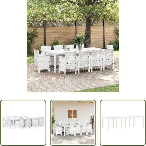vidaXL Garten Tisch -  Garten Essgruppe 11 pcs Weiß Polypropylen (1/5)
