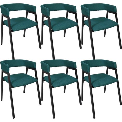 Lot de 6 fauteuils design de table en tissu texturé maille 3D bleu - ELECTRON (1/5)