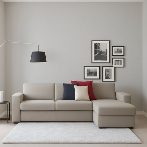 Talamo Italia Sofá fijo Nicoletta, Sofá de esquina, 100% Made in Italy, Sofá Sala de estar, con contenedor reversible Peninsula, en tela acolchada, con reposabrazos estándar, Cm 280x95h90, Tórtola, co (1/5)