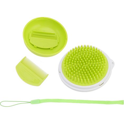Brosse de bain massante pour animaux de compagnie avec peigne intégré pour chiens, chats et cochons d'Inde à poils courts et moyens, verte PTW1917 (1/5)