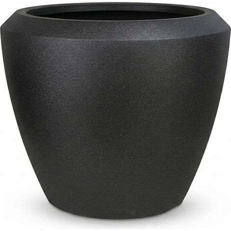 Vaso per piante vere o artificiali Moderno in HDPE Effetto Grafite Nero 55 cm caspo grande Fioriere Interno ed Esterno con Foro di Scolo e Tappino Resistenti UV Intemperie per terrazzo giardino casa
