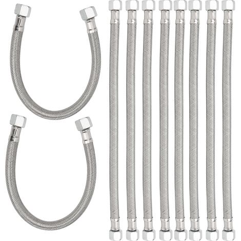 10 Stück Luftkompressor-Elementschlauch, Bremsschlauch, geräuscharm, ölfrei, Leitungsrohr, 3/8 Zoll, abgeschrägt, Stahlguss, 42 cm (1/5)