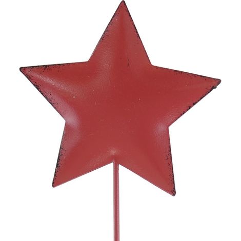 POSIWIO Weihnachtspflanzenstecker Stern Vintage Rot Ø 5,5 cm 25,5 cm - Metall