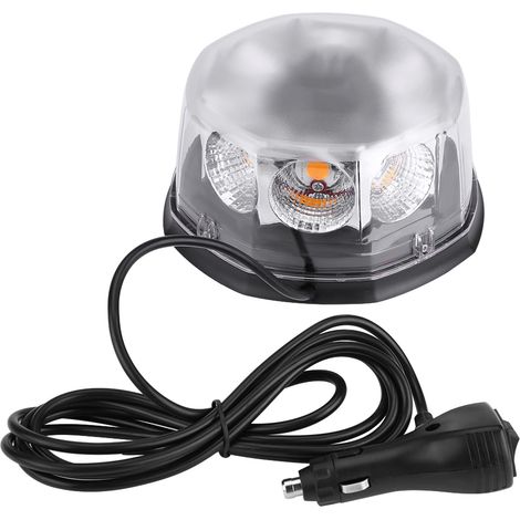 Feu clignotant d'urgence LED pour toit de voiture - 40W, 8 LED jaune, 12-24V, montage magnétique (1/5)