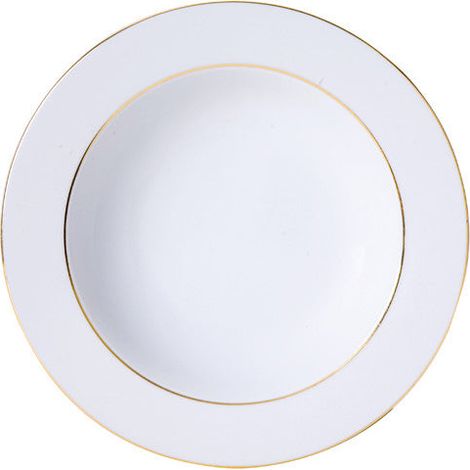 6 x assiettes creuses FILET OR - Porcelaine - 22.5cm - Novastyl (1/3)