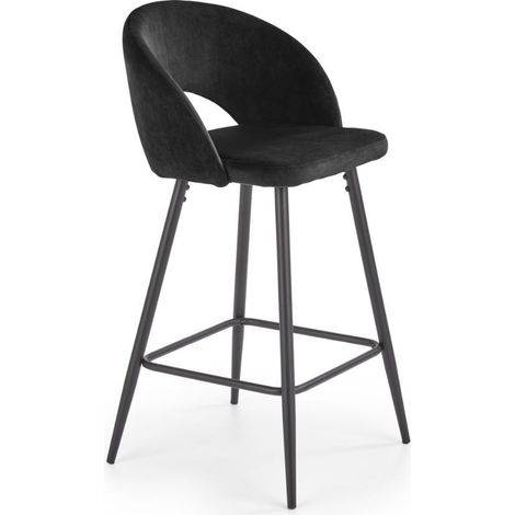 Chaise de bar en velours noir avec pieds en métal noir FIT (1/5)