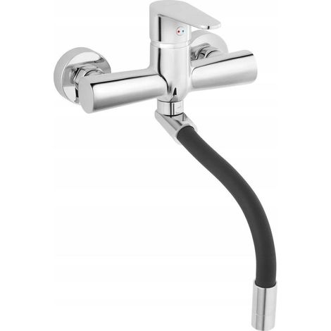 Zeitgenössischer Wandwasserhahn schwarz verchromt 264 mm