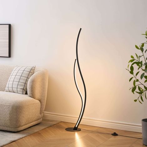 Schwarze LED-Stehleuchte mit geschwungenen Linien dimmbar - Ysoria