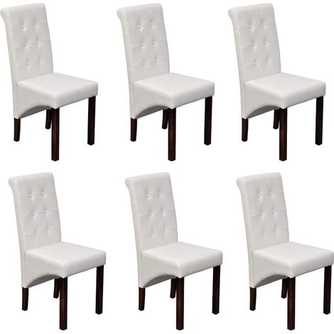 vidaXL Sillas de comedor 6 uds cuero sintético blanco (1/5)